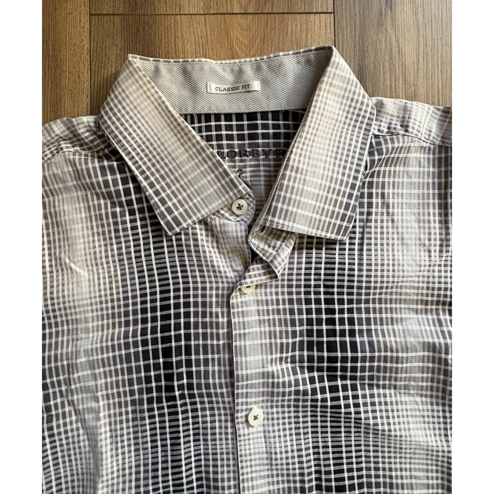 TAILORBYRD Shirt Mens XL‎ Gray Check Long Sleeve Button Up Cotton